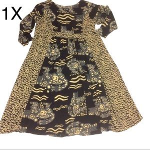 NWOT New Options Plus Hieroglyph Long-sleeve Maxi Dress Plus Size 1X